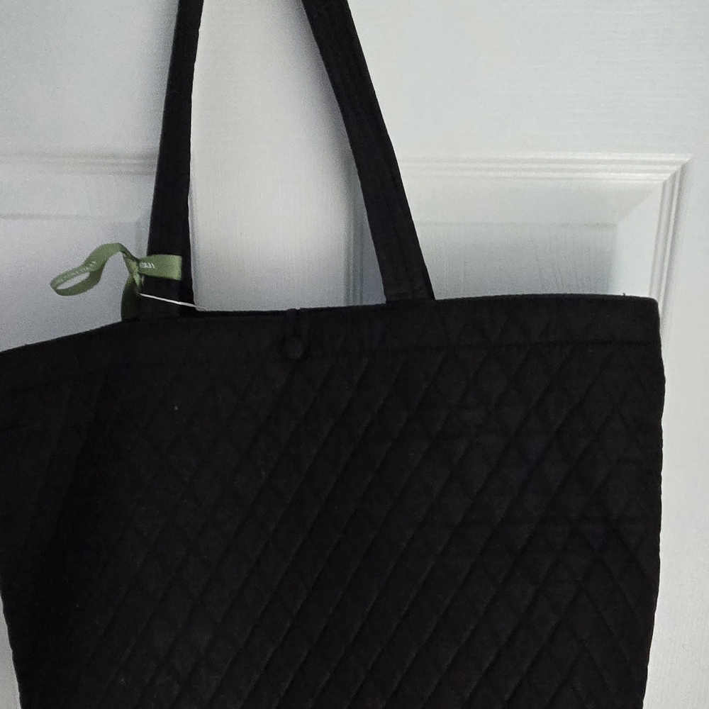 Vera Bradley Moonles Night Elegant Black Quilted Tote Bag - Picture 3 of 5